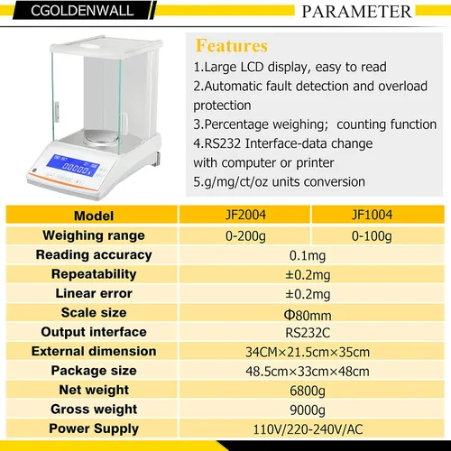 Miniatura 4 de CGOLDENWALL Balanza analítica de alta precisión 0.00 oz Balanza electrónica de la balanza de laboratorio digital de la balanza de la precisión