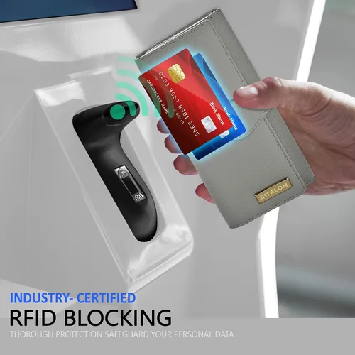 Miniatura 4 de Carteras de piel con bloqueo RFID para cheques con 11 ranuras para tarjetas para mujer