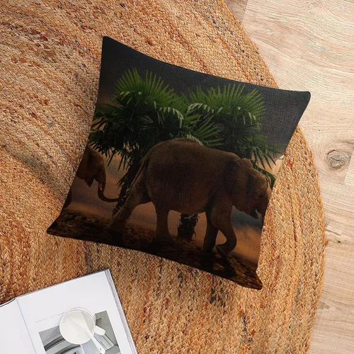 Miniatura 6 de Almohadas de cama con palmeras africanas, camellos, elefantes, 18 x 18 pulgadas, funda de cojín de lino animal de verano para decoración del hogar
