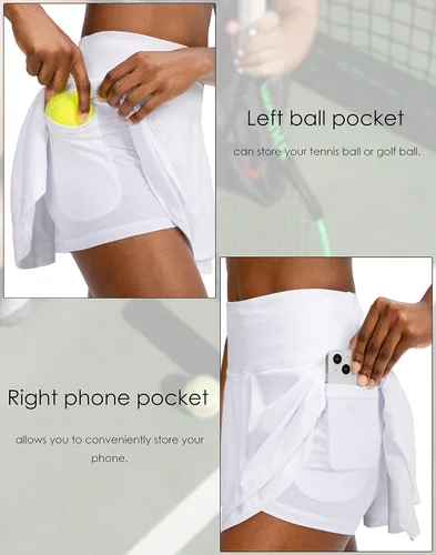 Miniatura 3 de Falda de tenis plisada para mujer con pantalones cortos, 4 bolsillos, cintura alta, para entrenamiento, correr, atletismo, golf, faldas para mujer