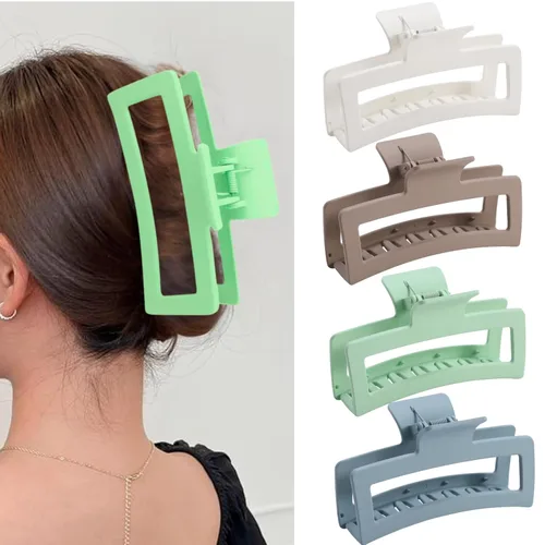 Miniatura 11 de ZYTJ Pinzas de garra negras extra grandes de 5 pulgadas para cabello grueso y largo, paquete de 4 clips de garra extra grandes, pinzas rectangulares