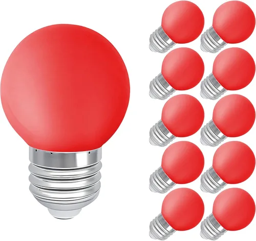 Miniatura 10 de Bombillas LED de color púrpura oscuro rosado 1 vatio de bajo lúmen, luz nocturna de 10 vatios equivalente, base media E26/E27, iluminación