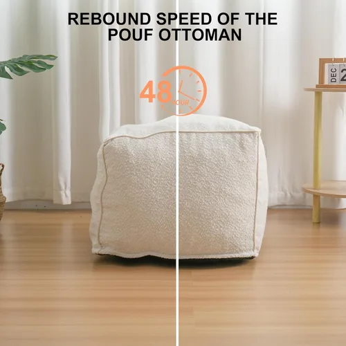 Miniatura 7 de Puf otomano relleno de espuma moderno pufs para sala de estar, silla decorativa de 20 x 15 pulgadas, taburete bohemio relajado para sala de estar