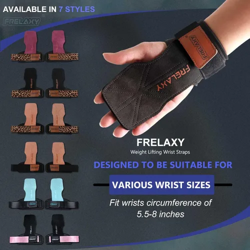 Miniatura 2 de Frelaxy Correas de muñeca de levantamiento de pesas para mujeres y hombres, agarres de levantamiento de pesas con bucle de muñeca, cuero de doble