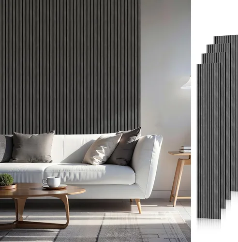 Miniatura 25 de Paneles acústicos de listones de madera, 94" x 23.6" cada panel de pared de listones de madera insonorizado - roble blanco, paquete de 2
