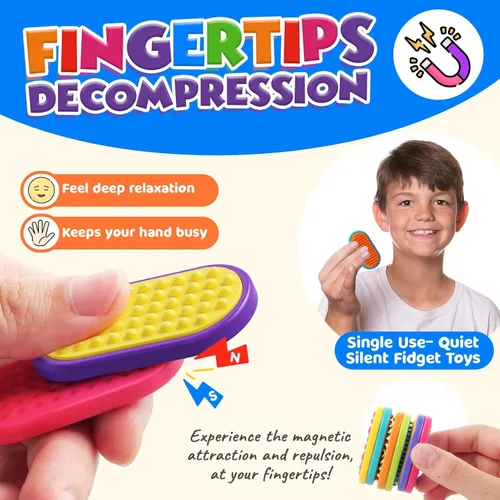 Miniatura 2 de Juguetes magnéticos sensoriales para niños: paquete de 18 deslizadores magnéticos de silicona texturizada para niños con autismo, imprescindibles