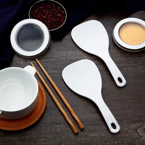 Miniatura 2 de Boao 6 palas de arroz, 7.5 pulgadas, cuchara de arroz antiadherente de plástico, espátula de servidor de papas para cocina, restaurante, utensilios