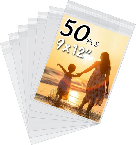 Miniatura 10 de Paquete de 50 fundas de almacenamiento transparentes cristalinas sin ácidos para impresiones artísticas/imágenes/fotos/paspartús de 12x12 pulgadas