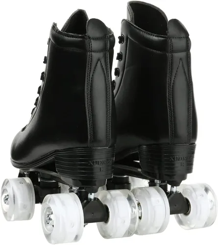 Miniatura 2 de XUDREZ Patines de Rodillos de Cuero de Caña Alta Ajustables de Doble Fila - Perfectos para Uso en Interiores y Exteriores para Adultos con Bolsa
