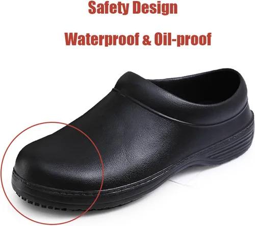 Miniatura 3 de SECHRITE Zapatos de chef para mujeres y hombres, antideslizantes, para jardín, trabajo, cocina, impermeables, antideslizantes, zuecos de enfermería