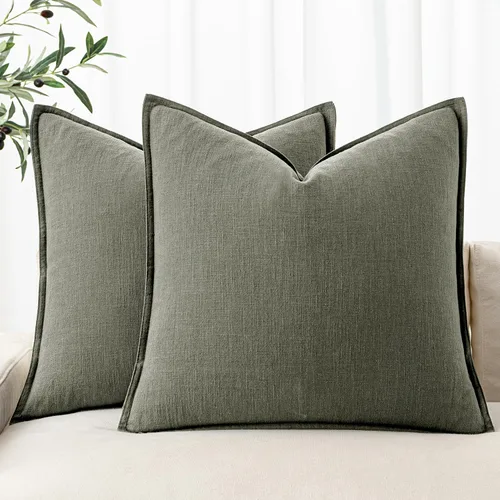 Miniatura 55 de MIULEE - Juego de 2 fundas de almohada decorativas de lino, estilo bohemio, rústico, neutral, para sofá, cama, 16 x 16 pulgadas, color marrón