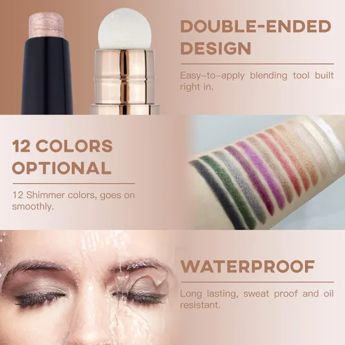 Miniatura 7 de LOKFAR 3 lápices de sombra de ojos en barra de maquillaje cosméticos iluminadores de ojos, lápiz de sombra de ojos en crema giratorio impermeable