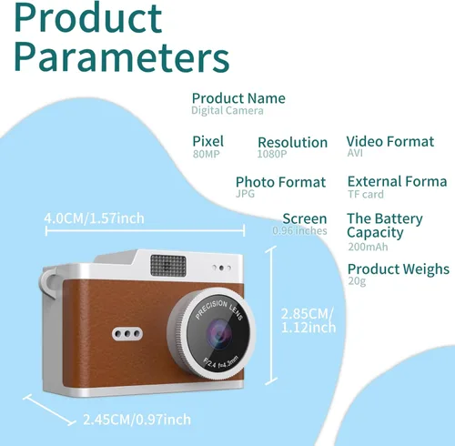Miniatura 5 de Cámara digital con llavero, mini cámara digital con tarjeta de 32 GB, grabación de video, dijes para bolsa, micro cámara compacta para el pulgar
