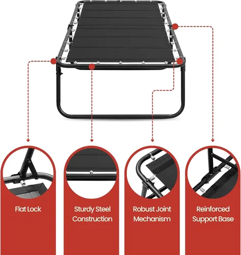Miniatura 4 de Cama plegable con colchón para adultos y niños, tamaño individual estrecho, cama de invitados plegable con almacenamiento debajo de la cama, montaje