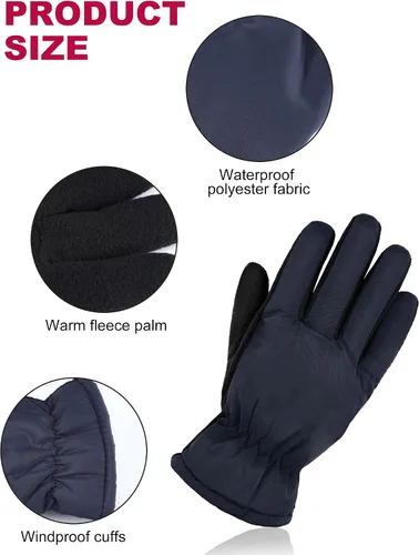 Miniatura 3 de 2 pares de guantes de nieve gruesos para niños, guantes de esquí para niños pequeños, guantes de invierno cálidos e impermeables para niños y niñas