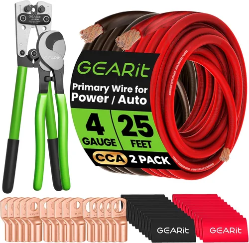 Miniatura 25 de GEARit Cable de alambre calibre 8 (25 pies - rojo translúcido) de cobre recubierto de aluminio CCA - Alambre automotriz principal de Alambre