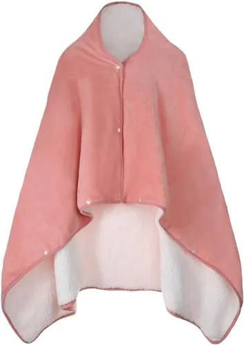 Miniatura 9 de ITODA Manta para llevar puesta, chal coral, poncho cálido, suave, para ver en frío, TV, sofá, silla, envoltura en casa, oficina, escuela, viajes