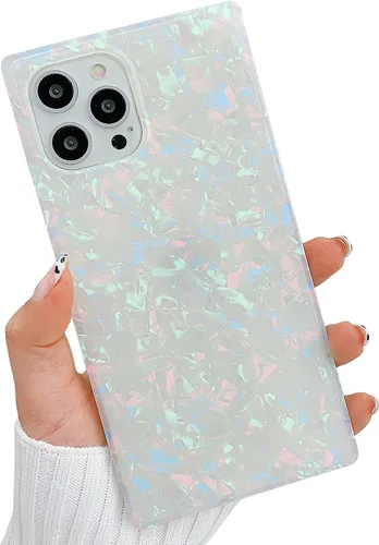 Miniatura 23 de Elegante concha de madre perla compatible con iPhone 13 Pro de 6.1 pulgadas, estuche de borde rectangular, elegante y delgado, con perla de abulón