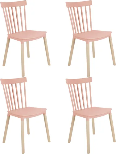 Miniatura 23 de DSW - Sillas de comedor de plástico modernas sin brazos con patas de madera para estar, dormitorio, cocina, comedor, sala de espera, restaurantes