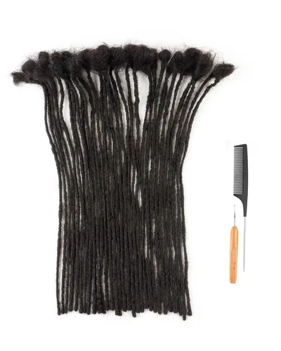 Extensiones de cabello humano de 0.2 cm de ancho, 30 cm, 100 hebras, 100 % cabello humano natural, extensiones de rastas para hombres, mujeres y
