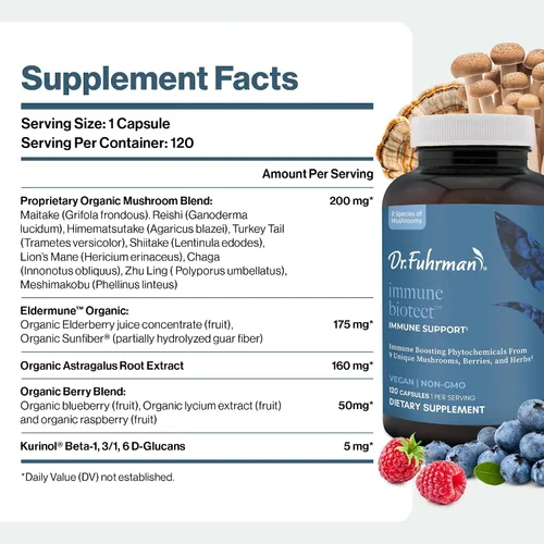 Miniatura 5 de Dr. Fuhrman Suplemento de apoyo inmunológico totalmente natural Vitamina derivada de alimentos integrales para defensa de la inmunidad