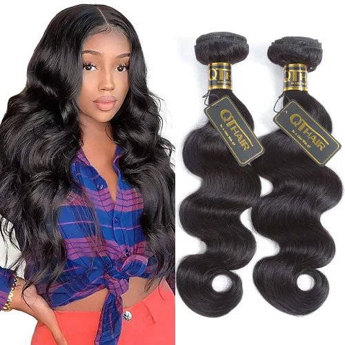 Miniatura 13 de QTHAIR Extensiones de cabello humano brasileño ondulado de grado 18A #613 con cierre de encaje HD 4x4