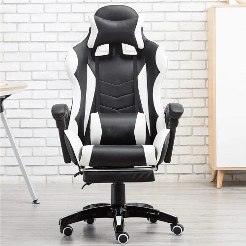 Miniatura 5 de Ergonomic Office Chair with Lumbar Support and Leather Reclining Swivel Computer Task Chairs Adjustable Gaming Style for Home Work Environments(Blue)
