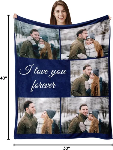 Miniatura 8 de Envío al día siguiente, manta personalizada con foto y texto impresa en EE. UU., cobijas con fotos personalizadas y mantas para lanzar cobijas Foto 5