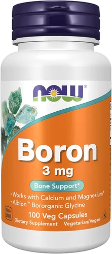 NOW Foods Suplementos, Boro 3 mg (Glicina Bororgánica), Apoyo Estructural*, 100 Cápsulas vegetales