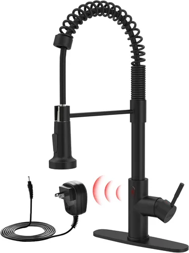 Miniatura 11 de GIMILI - Grifo de cocina sin contacto con resorte y rociador extraíble, sensor de movimiento, activado de manos libres inteligente, una sola manija
