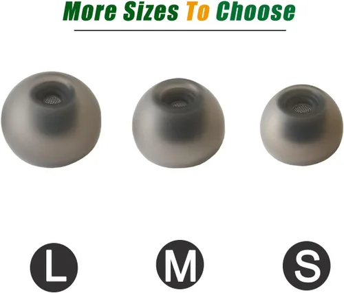 Miniatura 4 de Almohadillas de repuesto para Samsung Galaxy Buds 2/Buds+/Buds FE, puntas de silicona con aislamiento de ruido de malla fina, 6 pares S/M/L (negro)