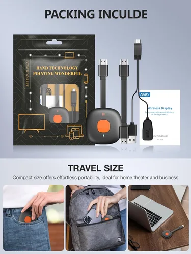Miniatura 5 de Adaptador de dongle inalámbrico de pantalla HDMI 4K, TIMBOOTECH WiFi HDMI Dongle adaptador receptor de video de fundición