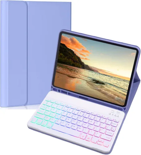 Miniatura 11 de Funda para teclado Galaxy Tab S6 Lite de 10.4 pulgadas 2024/2022/2020, cubierta de teclado Bluetooth magnético desmontable con retroiluminación de 7