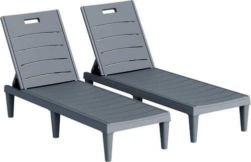 Miniatura 12 de Homall Juego de 2 tumbonas para patio, sillas ligeras para exteriores, 5 ajustes de posición, respaldo para piscina exterior, jardín, patio y playa