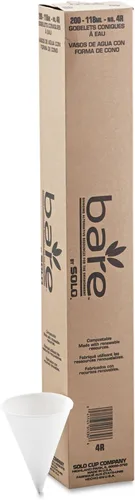 Miniatura 4 de Cono de papel ecológico SOLO 4R-2050, borde redondeado, 4 onzas Capacidad de 2.7" x 3.3", color blanco, 4 onza, 5000
