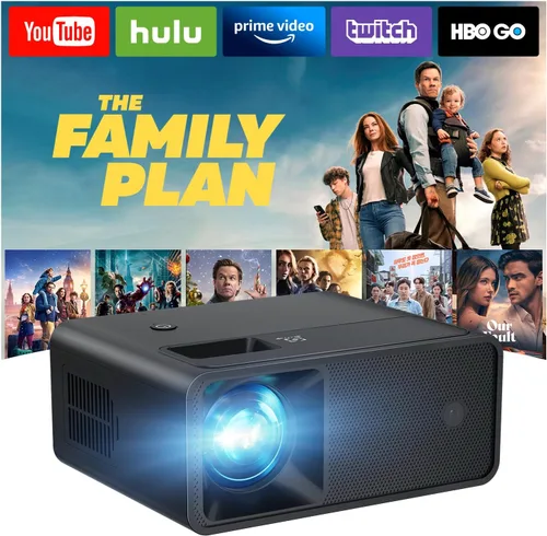 CiBest Mini proyector, proyector de video de soporte Full HD 1080P mejorado, proyector de película pequeña portátil, compatible con Mini negro