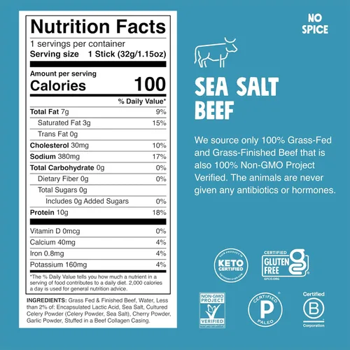 Miniatura 2 de Bocadillos Chomps, palillos de cecina, sin gluten, sin OMG, 100 calorías, para dietas paleo y keto, aprobados para dieta de 30 días, paquete de 10