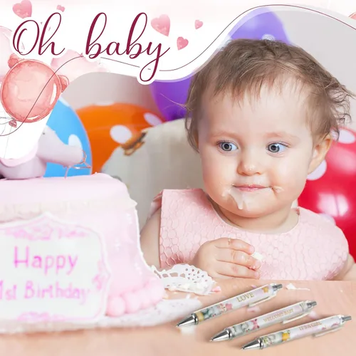 Miniatura 4 de Chuangdi 48 bolígrafos de baby shower, recuerdos de fiesta a granel para invitados, bolígrafos retráctiles, tinta negra, regalos de baby shower