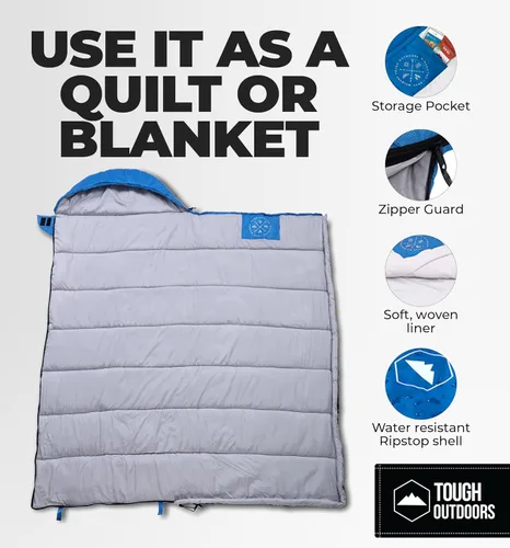 Miniatura 6 de Tough Outdoors Sacos de dormir para adultos y niños, sacos de dormir para niñas y adolescentes - Saco de dormir de camping para mochileros - Saco