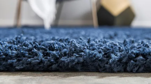 Miniatura 7 de Unique Loom Solid Shag Collection Alfombra de Área (2 pies 2 pulgadas x 6 pies 5 pulgadas Pasillo, Azul Zafiro/Azul Marino)
