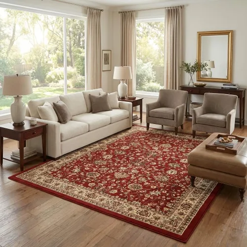 Unique Loom Colección Sialk Hill - Alfombra de área Washington (7' 10" x 10' Rectángulo Burdeos/Crema)