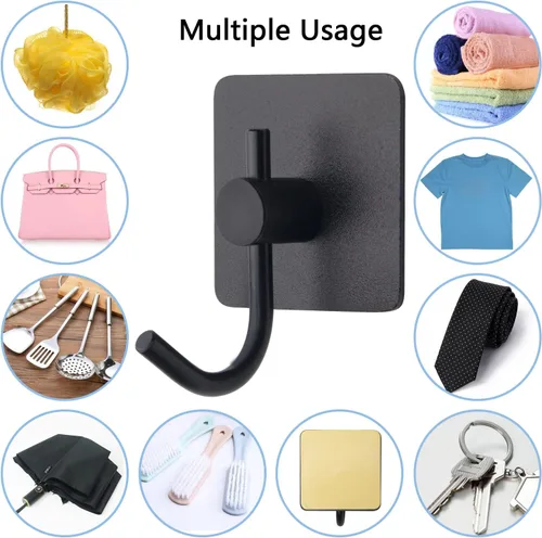 Miniatura 7 de VAEHOLD - Paquete de 4 ganchos de pared, resistentes, impermeables, de aluminio para colgar abrigos, sombreros, llaves, ropa, gancho de pared