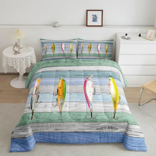 Miniatura 14 de Juego de edredón de ballena individual, juegos de ropa de cama retro con temática náutica para decoración de dormitorio, edredón de plumón de vida