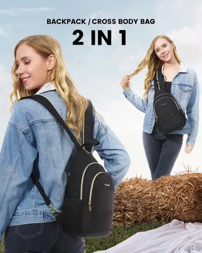 Miniatura 3 de LOVEVOOK - Mochila convertible tipo bandolera para mujeres, pequeña, para pañales, senderismo, resistente al agua, para viajes, al hombro y al Beige