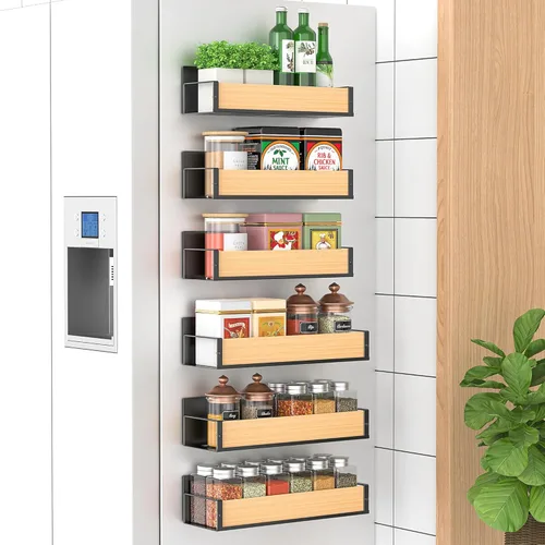 Miniatura 24 de HuggieGems Paquete de 4 Organizadores Magnéticos de Almacenamiento de Especias para Refrigerador y Horno, Organizadores y Almacenamiento Gris