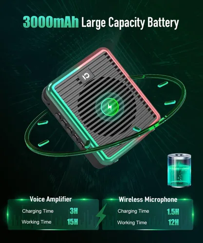 Miniatura 2 de SHIDU Amplificador de voz inalámbrico de 30 W con micrófono Lavalier, amplificador de voz Bluetooth para profesores, amplificador de voz portátil