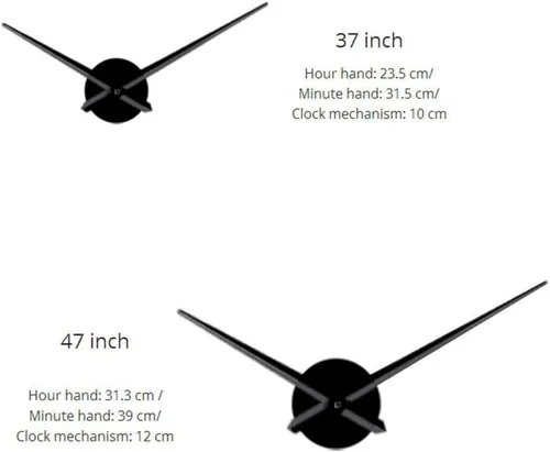 Miniatura 4 de Reloj de pared con efecto espejo acrílico grande 3D, diseño simple, arte de pared decorativo de cuarzo, silencioso, moderno, reloj grande, Negro