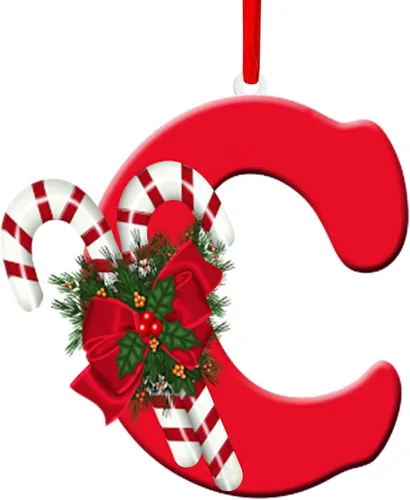 Miniatura 9 de Colgante de decoración para árbol de Navidad de 26 letras, adornos de árbol de Navidad, adornos de Navidad personalizados, decoración de Navidad
