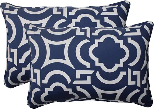 Miniatura 29 de Pillow Perfect Trellis - Almohadas para interiores y exteriores, 2 unidades, lumbares, 11.5 x 18.5 pulgadas, color negro