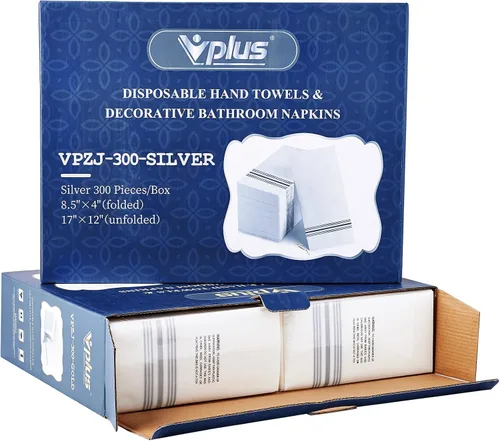 Miniatura 7 de Vplus Paquete de 300 toallas desechables para baño, servilletas decorativas de baño, suaves y absorbentes, toallas de mano de papel desechables